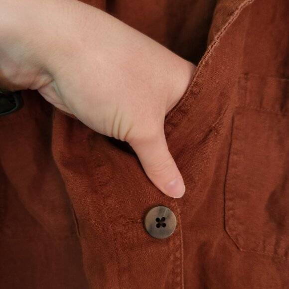 J Jill Brown Linen Duster Overcoat - Picture 4 of 7